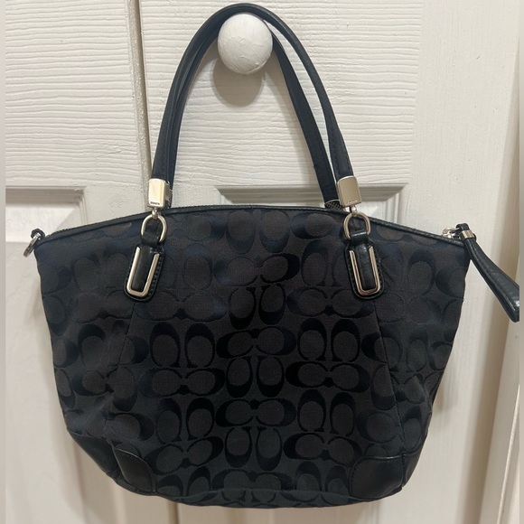 Coach mini shoulder bag purse Black Signature - Picture 12 of 16